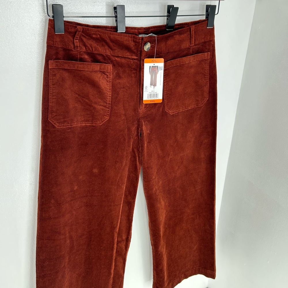 Matty M Wide Leg Corduroy Pants NWT Womens Size XXL High Rise Brick Boho 36x27 - Picture 4 of 14